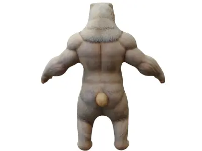 Muscular bear character Low-poly 3D model