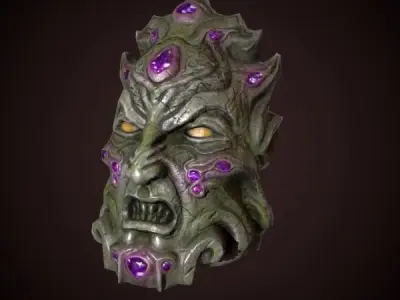 Demon head Low-poly 3D model