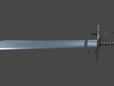 Grossmesser sword with Flamberge handle Low-poly 3D model