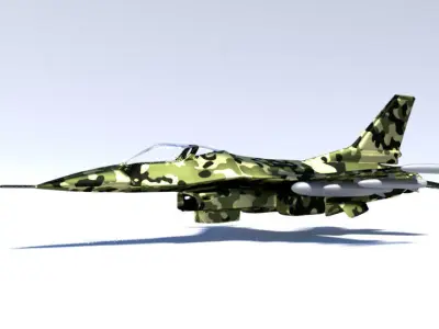 Low Poly F-16 Modern Military War Plane Fighter Jet for War Game Low-poly 3D model