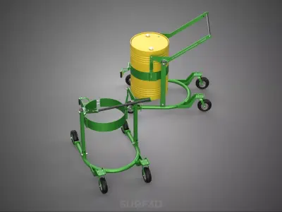 QUAD FOUR 4 WHEELS DRUM BARREL TRANSPORT TROLLEY LIFT CART DOLLY 3D model