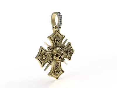 Skull Cross Pendant 3D print model