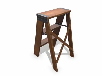 Old Wooden Step Ladder Low-poly PBR Low-poly 3D model