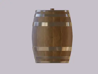Wooden Barrel 3D model 5