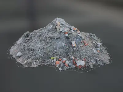 Lowpoly scan a pile of mud bricks Low-poly 3D model