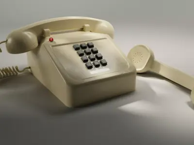 Old Landline phone Medium Poly Beige 4k textures 3D model