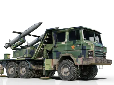 PLA Navy YJ-18 YJ18 ANTI-SHIP MISSILE Launcher Low-poly 3D model