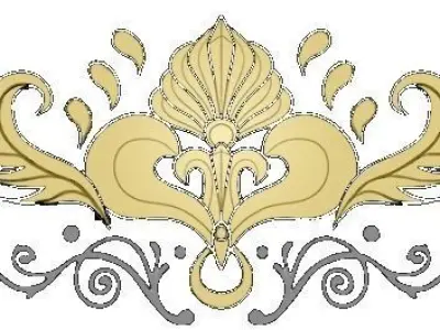 3D Ornament set ornate gold logo Low-poly 3D model
