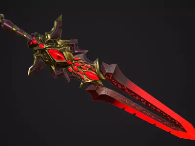 Ancient Blood-Rune Greatsword Gameready Low-poly 3D model