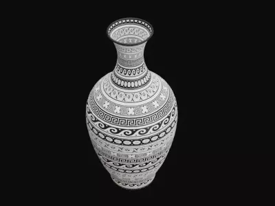 Ornate Black and White Vase Free 3D model