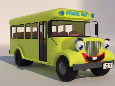 Cartoon school bus Low-poly 3D model purchase