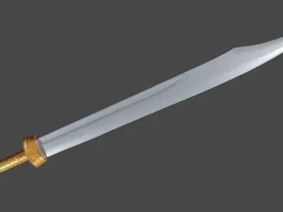 Falchion sword with Langsax handle Low-poly 3D model