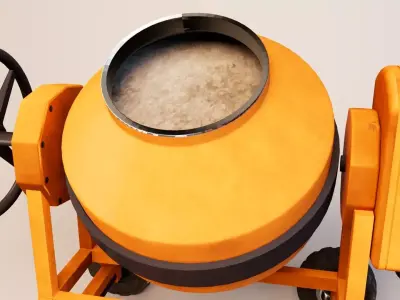 Portable Cement Mixer Low-poly 3D model
