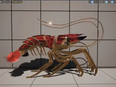 Mechanical shrimp lowpoly Low-poly 3D model