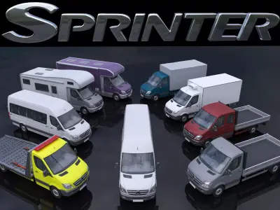 Sprinter 9 models 3D Model Collection