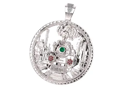 RAILWAY TRAIN COIN PENDANT 3D PRINTABLE MODEL 3D print model
