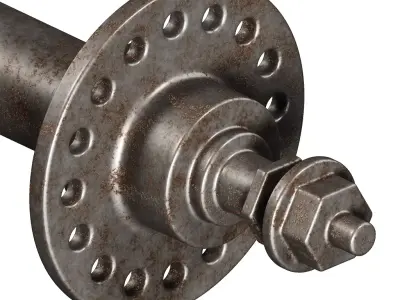 Rusty Bicycle Hub Axle 3D model