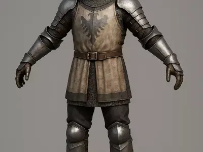 Medieval Soldier 3D Model Full Body OBJ STL GLB 3D model