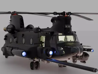 Military Heavy Transport Helicopter  Low-poly 3D model