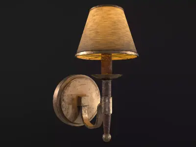 Old Wall Lamp PBR Low-poly 3D model