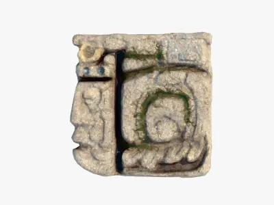 Mayan face ancient sculpture Low-poly 3D model