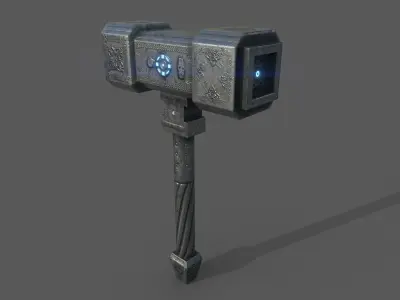 Futuristic Hammer - Cyber Maul Low-poly 3D model