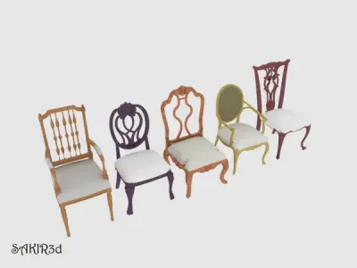 Antique Chairs Low-poly 3D model