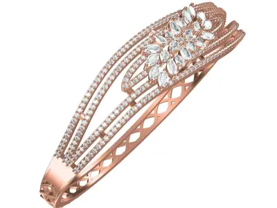 Antique Floral Diamond Bracelet 3D print model