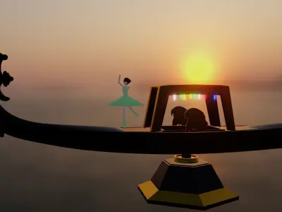 gondel gondola romantic ship with ballerina 3D model