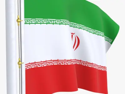 IranFlagStandPoleAnimated 3D model