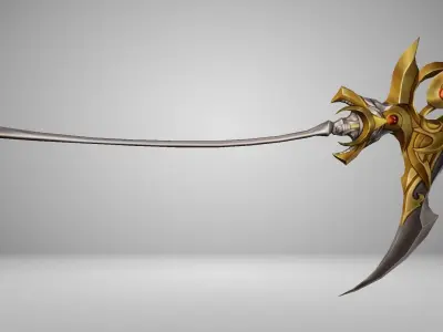 Futuristic Scythe Low-poly 3D model 9