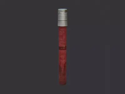 Flare Stick Signal Device Red Body White Cap Low-poly 3D model
