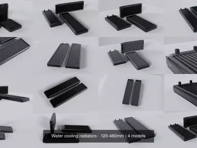 Water cooling radiators - 120-480mm 3D Model Pack