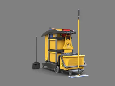 Cleaning Cart Low-poly 3D model buy