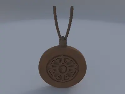 Runed Wooden Amulet 3D model