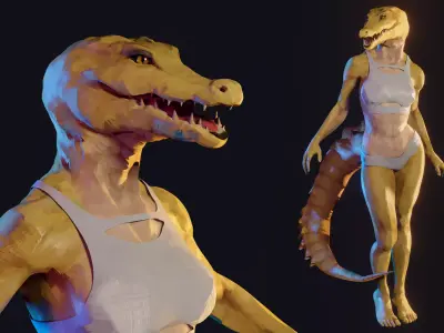 Amber Female Crocodile Base Mesh - COMMERCIAL LICENSE 3D model