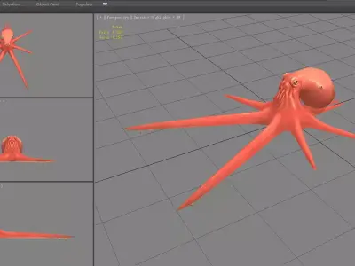 Cartoon Octopus Low-poly 3D model buy