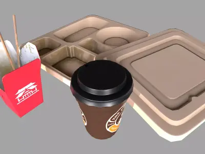 fast food containers  Low-poly 3D model