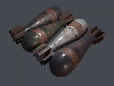 Mortar Projectile 60mm M69 3D Model Pack