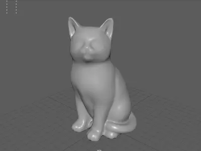 Cat statue Low-poly 3D model