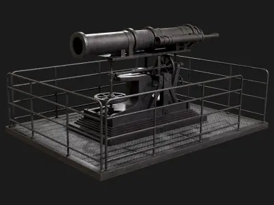 Artillery Cannon-1 Low-poly 3D model