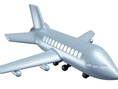 Classic Cartoon Aeroplane Low-poly 3D model