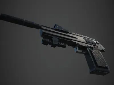 High Poly and Low Poly - Pistol Caliber 50 AE Low-poly 3D model