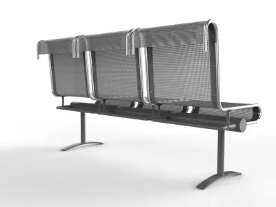 Waiting Room Chair 3 Seats 3D model
