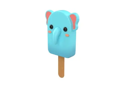 Cartoon Elephant Ice Cream Cute  Low-poly 3D model