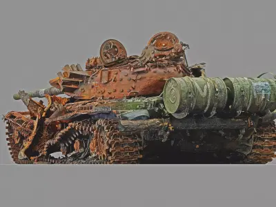 T-72 tank burned 3D model