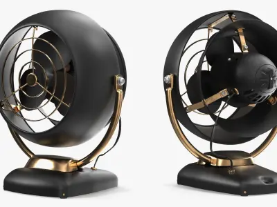 Vintage Desk Fan Black Gold 3D model