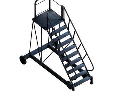 Industrial metal wheeled platform Low-poly 3D model