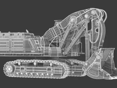 CAT Large Excavators 395 Front Shovel FS Tier 4  Stage V Dirty 3D model