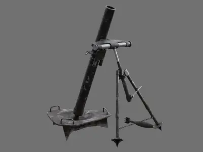 Mortar 1B Low-poly 3D model